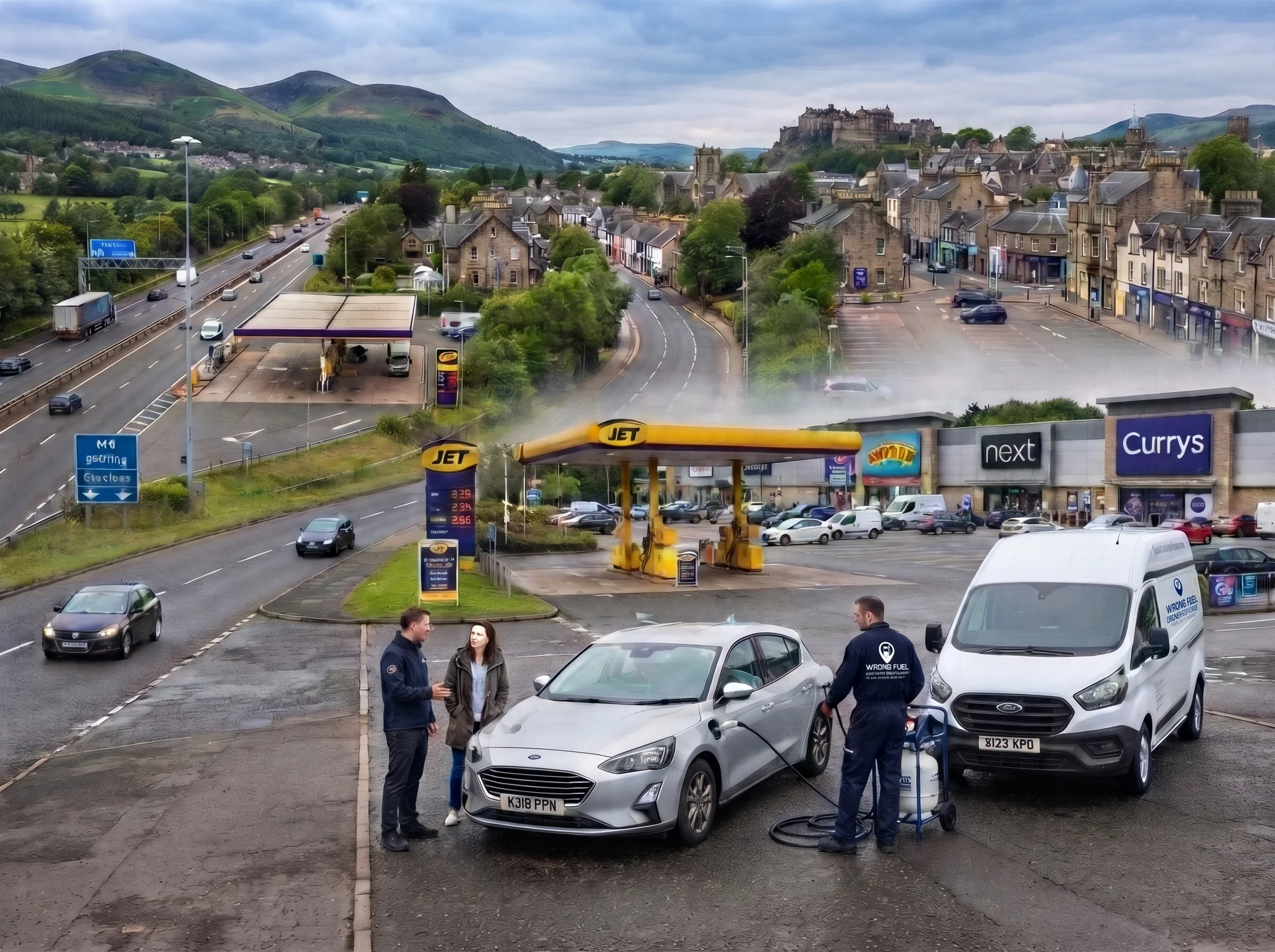 Springkerse Retail Park, City Centre, Bridge of Allan, M9 Service